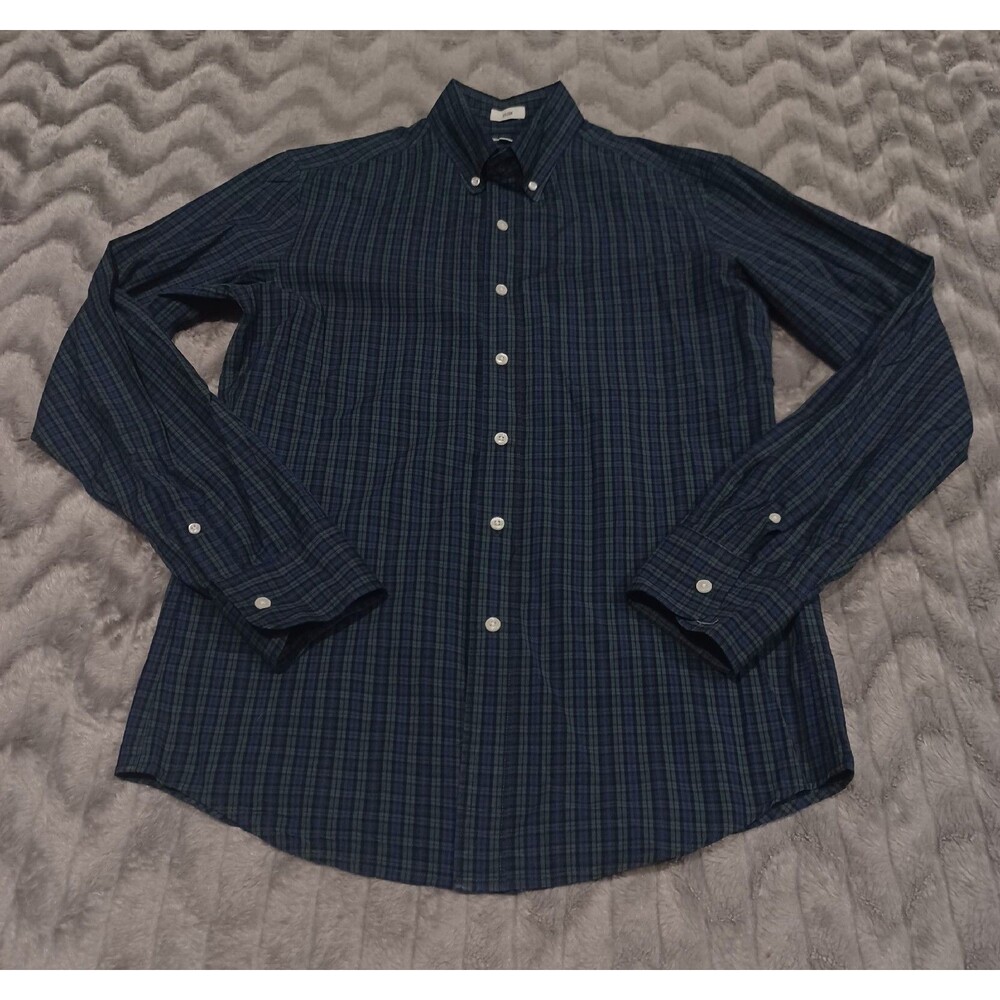 J Crew Mens Size S Green Blue Plaid Slim Long Sleeve Button Down Shirt